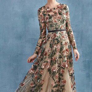 Andrea and Leo copper sequin floral dress 8/10
